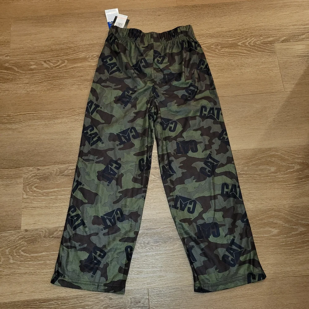 Caterpillar Kids Boys Green Camo Flame Resistant Pajama Pants 10 New